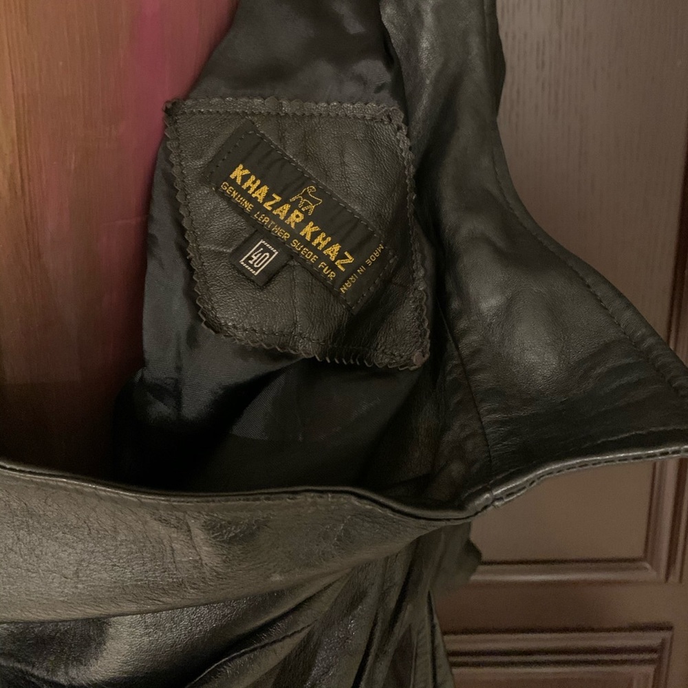 Leather bomber jacket dolman sleeve - Picture 10 of 16